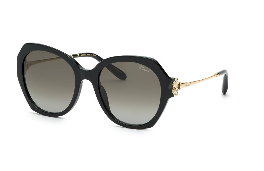 Sunglasses Chopard SCH354S (700K) color nero lucido c/strass lenses antiriflesso - smoke grad.