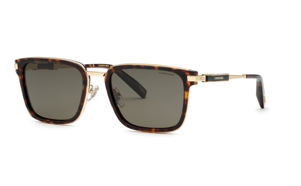 Sunglasses Chopard SCH375 (909P) color avana gialla lucida lenses green