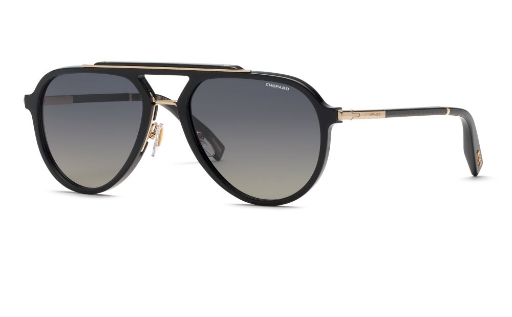 Sunglasses Chopard SCH399 (700P) color nero lucido lenses smoke gradient smoke