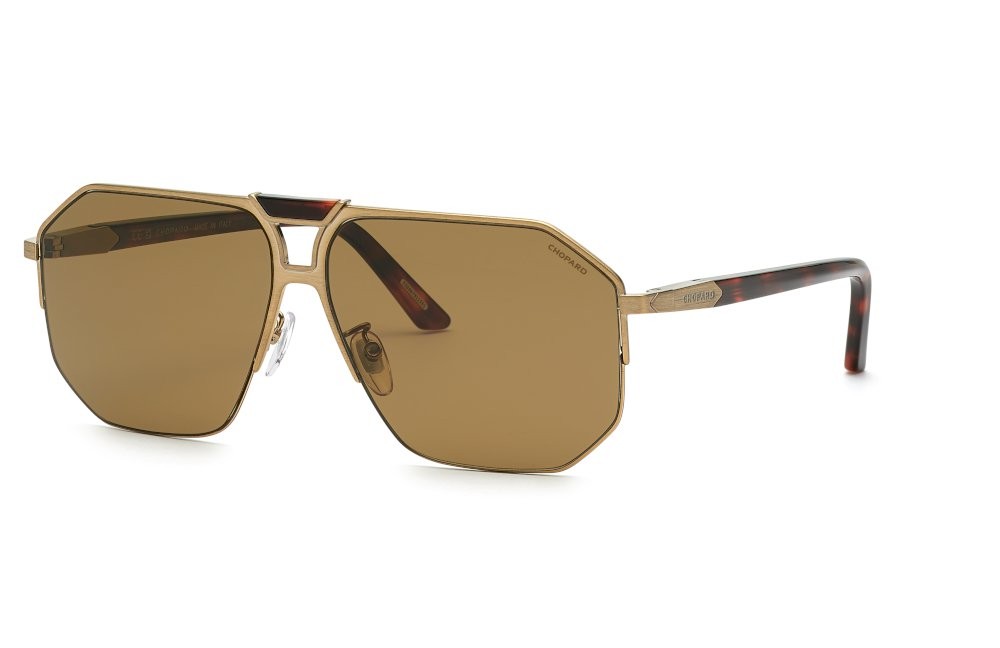 Sunglasses Chopard SCHG61 (8TSP) color oro grigio satinato lucido lenses antiriflesso - brown