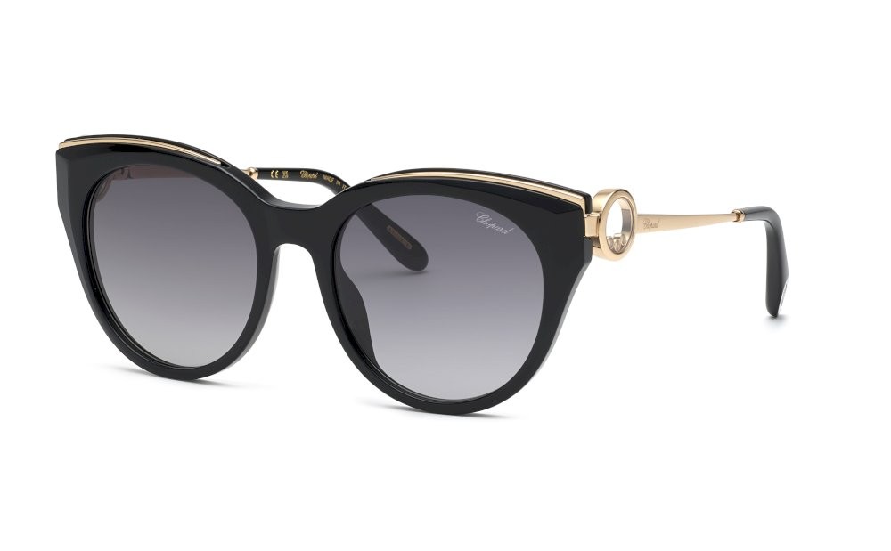 Sunglasses Chopard SCHL04S (0700) color nero lucido lenses smoke gradient smoke