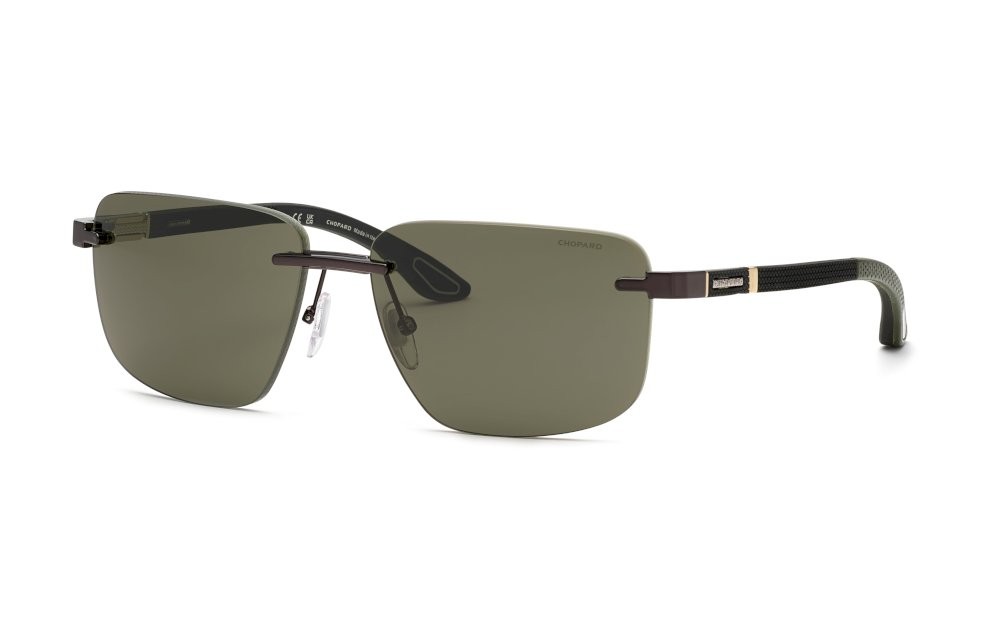 Sunglasses Chopard SCHL22V (0360) color oro rose' lucido con parti rutenio lenses green