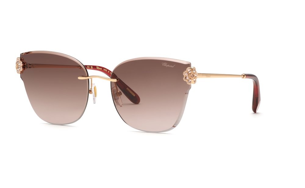 Sunglasses Chopard SCHL57S (08FC) color oro ramato lucido lenses brown gradient violet
