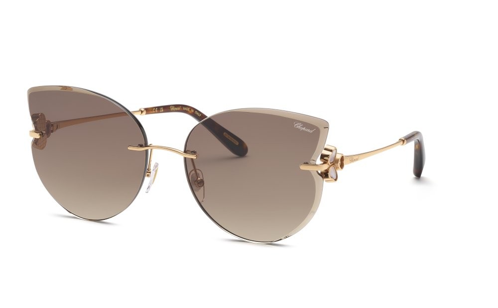 Sunglasses Chopard SCHL90V (08FC) color oro ramato lucido lenses brown gradient brown