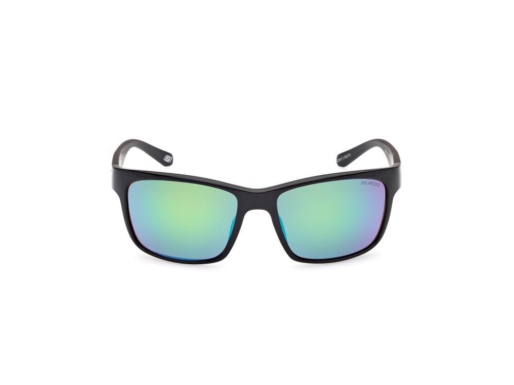 Sonnenbrillen Skechers SE6117 (01R) farbe nero lucido / nero opaco form rechteckig gläser verde specchiato