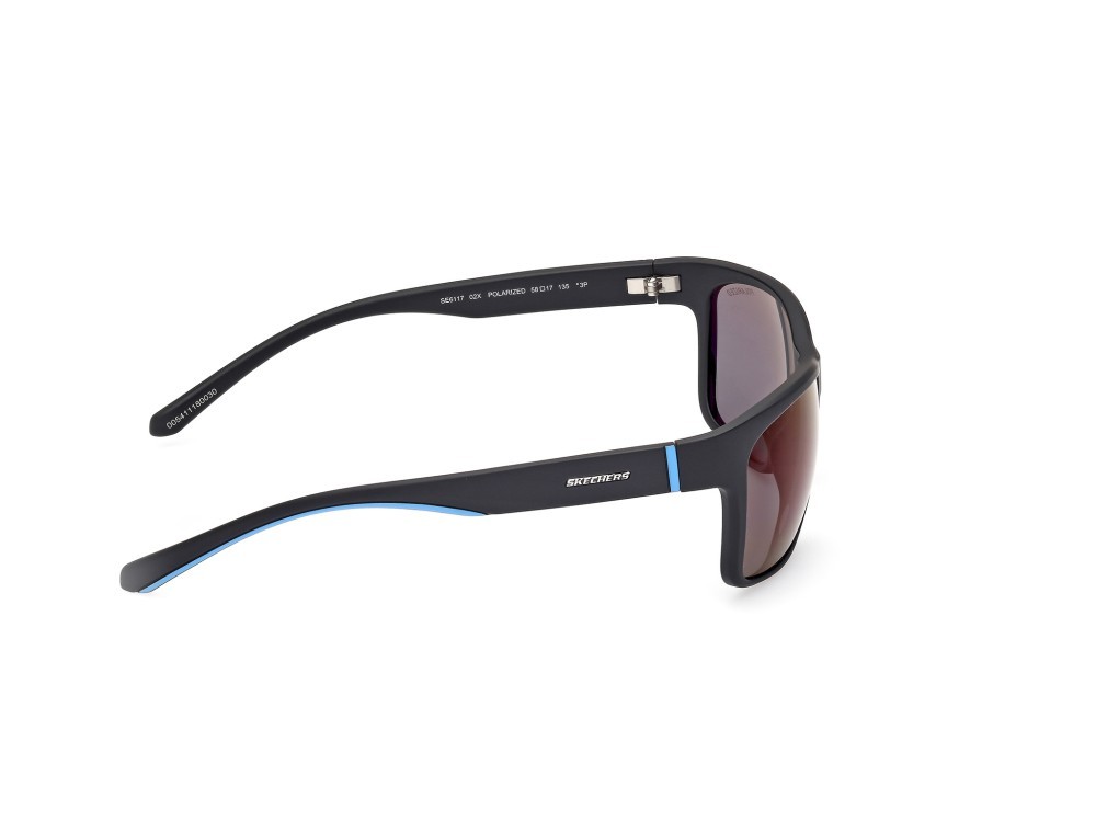 Sonnenbrillen Skechers SE6117 (02X) farbe nero opaco form rechteckig gläser blu polarizzato