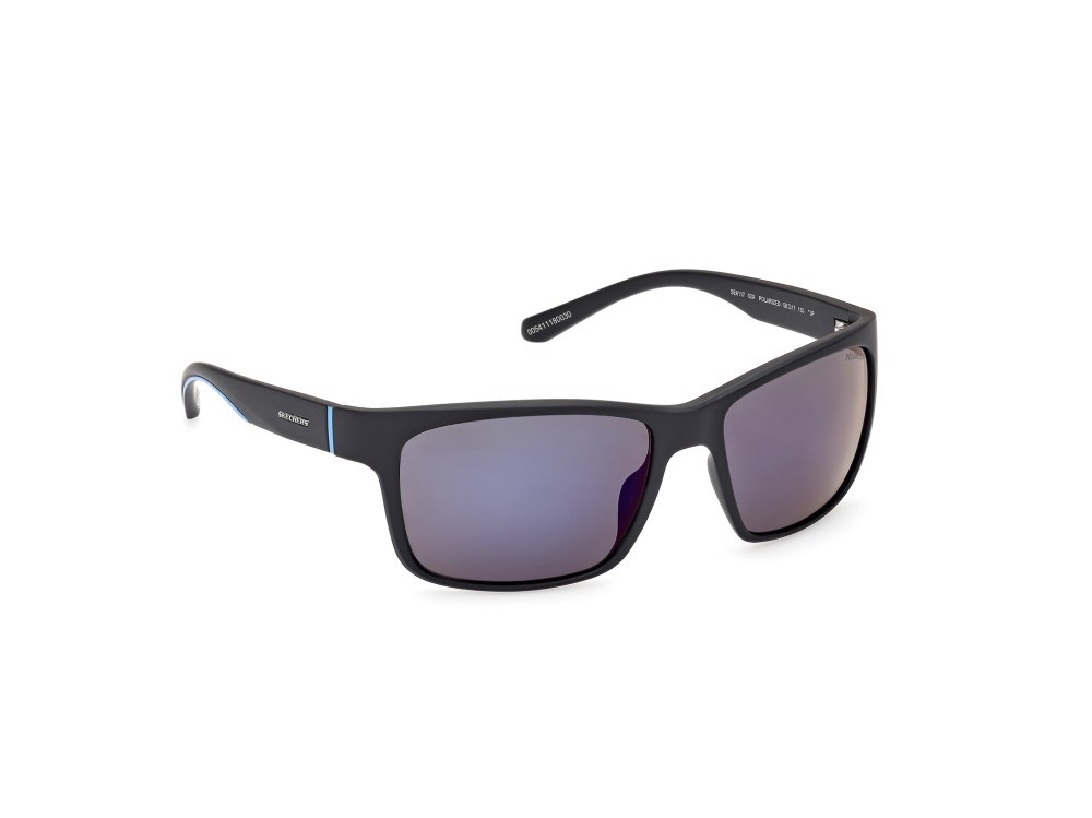 Sonnenbrillen Skechers SE6117 (02X) farbe nero opaco form rechteckig gläser blu polarizzato