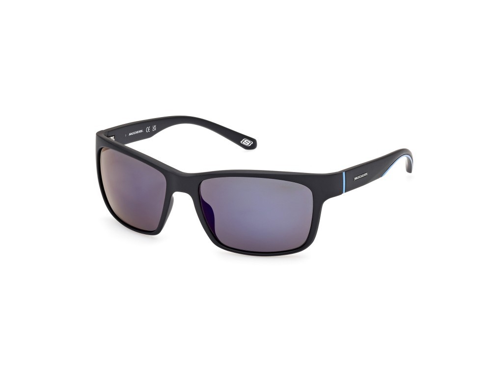 Sonnenbrillen Skechers SE6117 (02X) farbe nero opaco form rechteckig gläser blu polarizzato