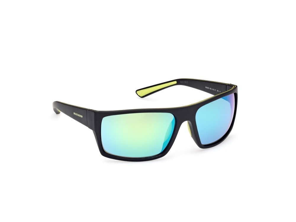 Sonnenbrillen Skechers SE6292 (02Q) farbe nero opaco form rechteckig gläser verde specchiato