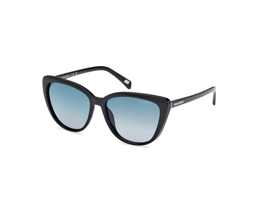 Sonnenbrillen Skechers SE6294 (01D) farbe nero lucido form cat-eye gläser verde polar.