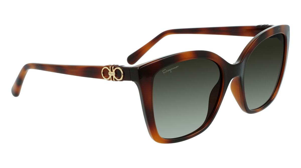 Sonnenbrillen Salvatore Ferragamo SF1026S (214) farbe tortoise form rechteckig gläser kacki gradient