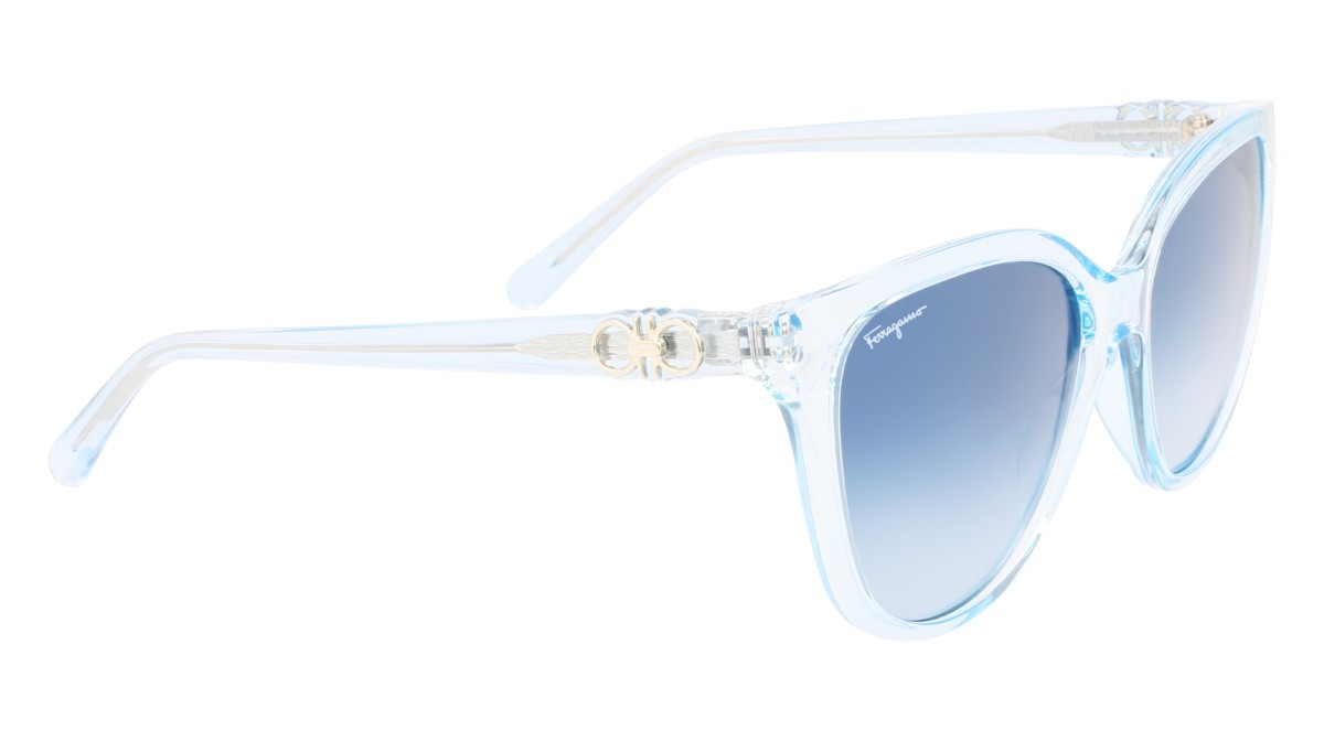 Sonnenbrillen Salvatore Ferragamo SF1056S (456) farbe blue transparent form cat-eye gläser gradient blue