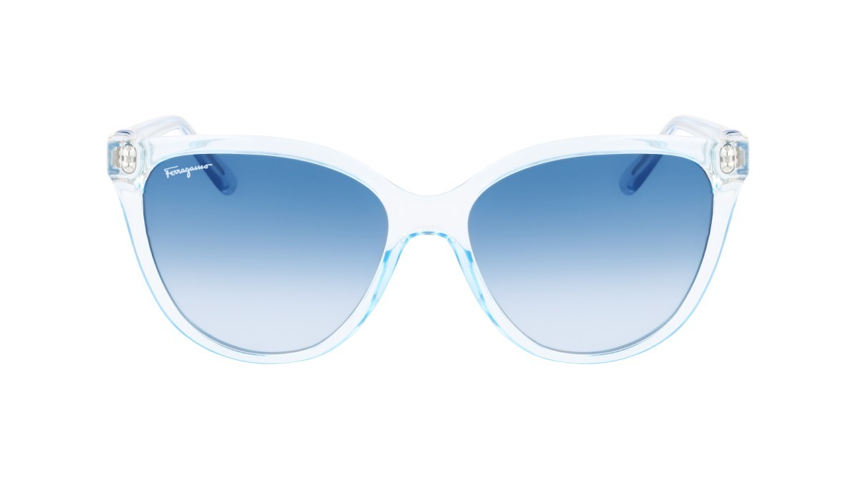 Sonnenbrillen Salvatore Ferragamo SF1056S (456) farbe blue transparent form cat-eye gläser gradient blue