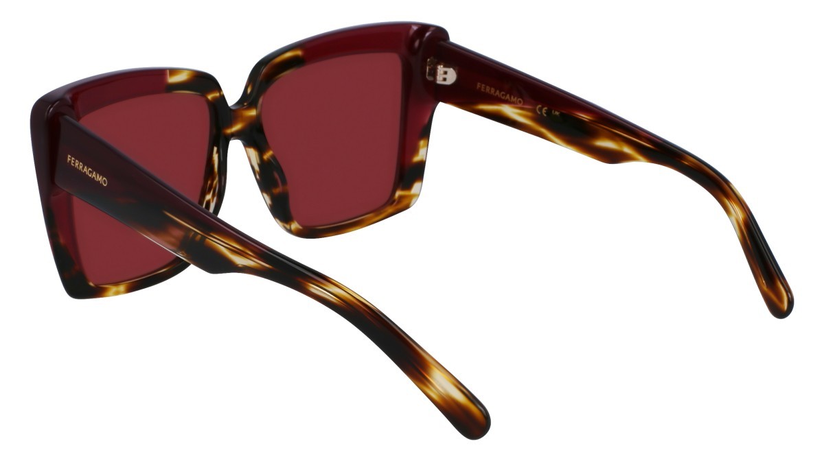 Sonnenbrillen Salvatore Ferragamo SF1060SN (215) farbe striped brown/purple form rechteckig gläser solid wine
