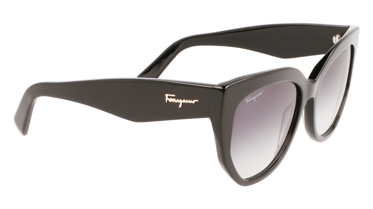 Sunglasses Salvatore Ferragamo SF1061S (001) color black shape cat eye lenses grey gradient