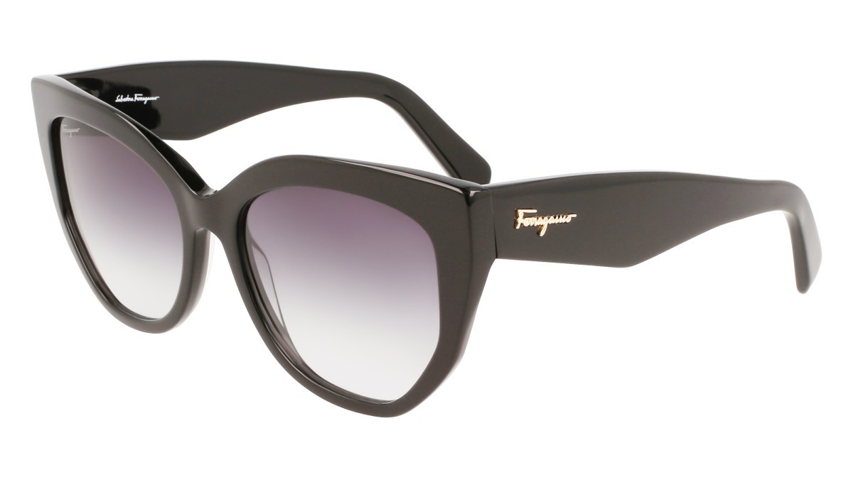 Sunglasses Salvatore Ferragamo SF1061S (001) color black shape cat eye lenses grey gradient
