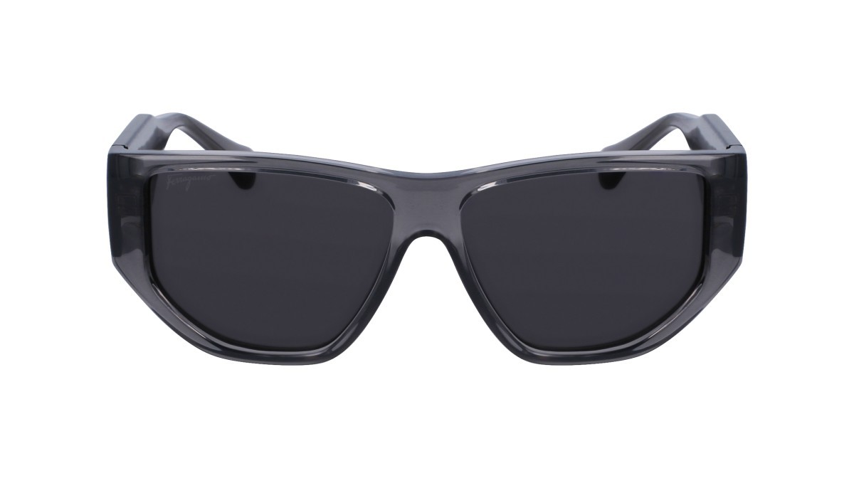 Sonnenbrillen Salvatore Ferragamo SF1077S (020) farbe transparent grey form rechteckig gläser solid grey
