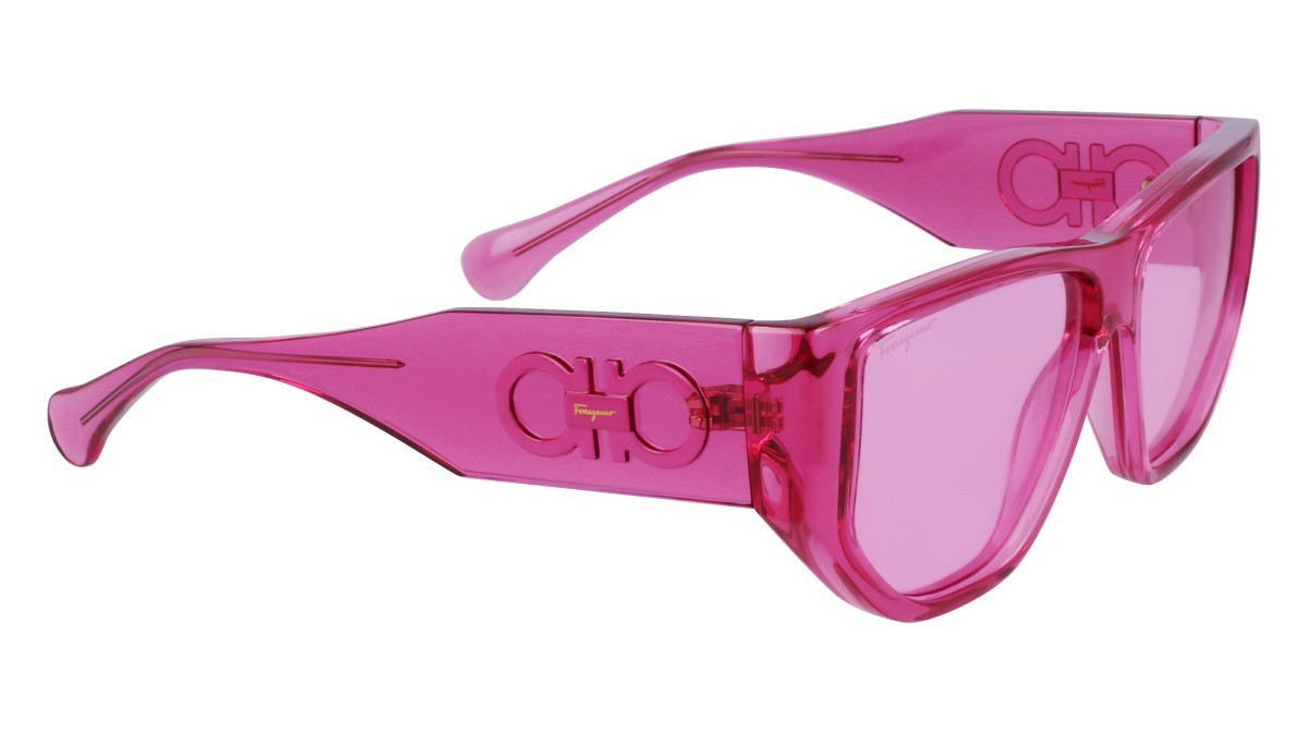 Sonnenbrillen Salvatore Ferragamo SF1077S (664) farbe transparent pink form rechteckig gläser solid pink