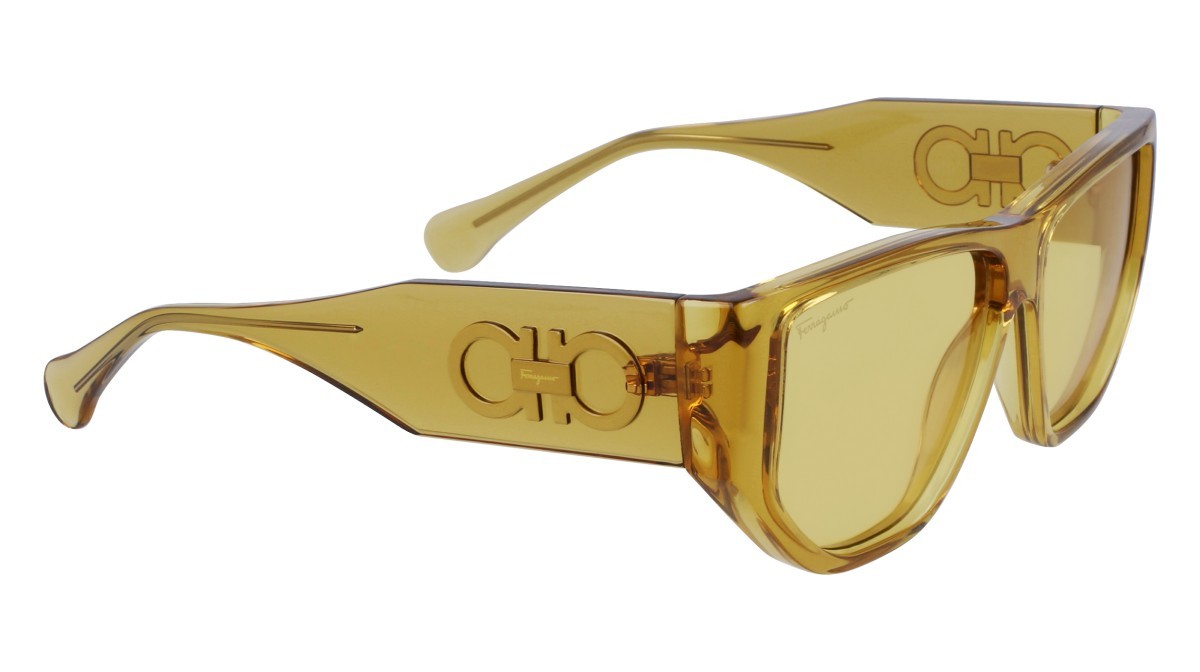 Sonnenbrillen Salvatore Ferragamo SF1077S (703) farbe transparent yellow form rechteckig gläser solid yellow