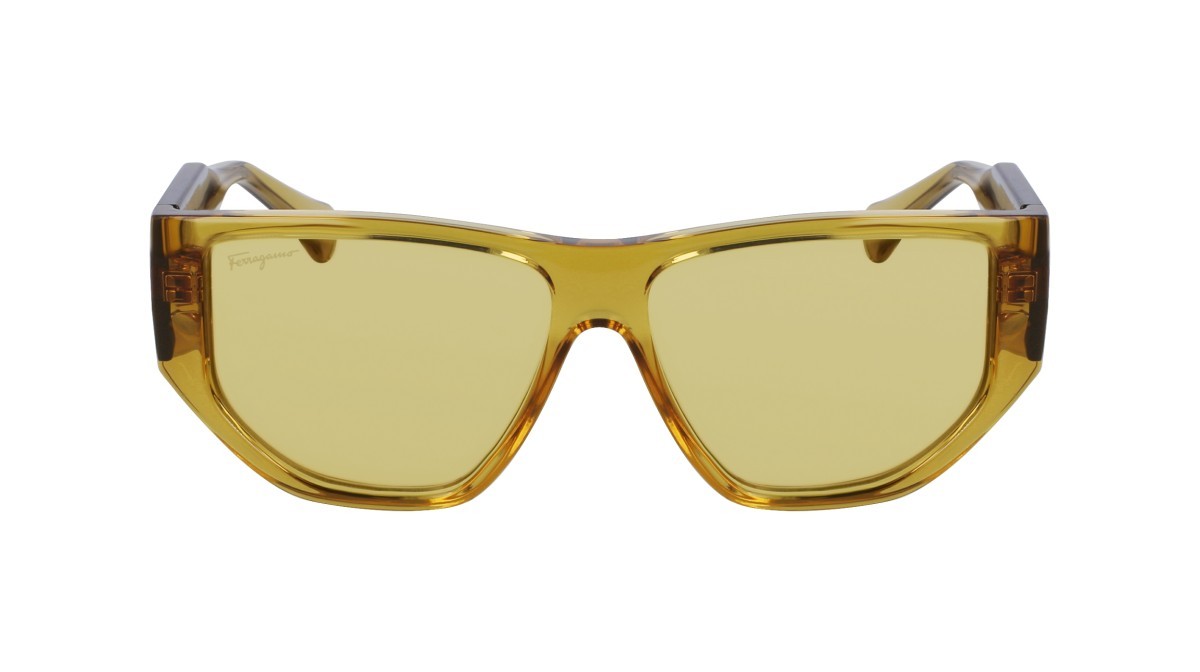 Sonnenbrillen Salvatore Ferragamo SF1077S (703) farbe transparent yellow form rechteckig gläser solid yellow