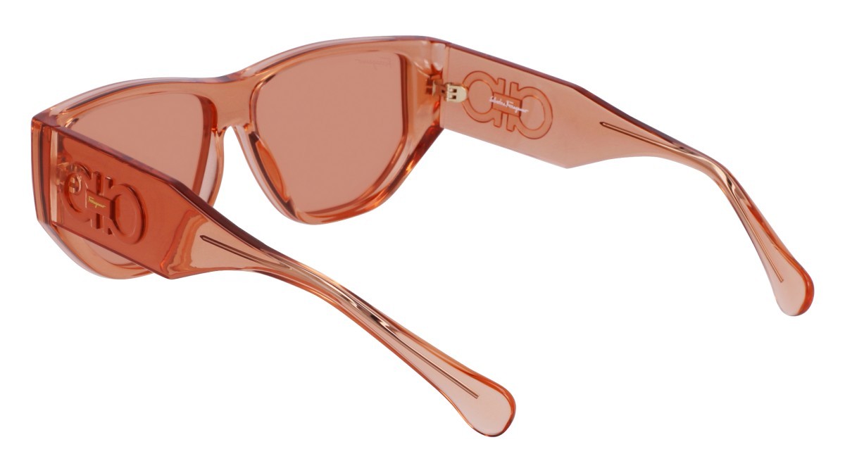 Sonnenbrillen Salvatore Ferragamo SF1077S (838) farbe transparent lobster form rechteckig gläser solid orange