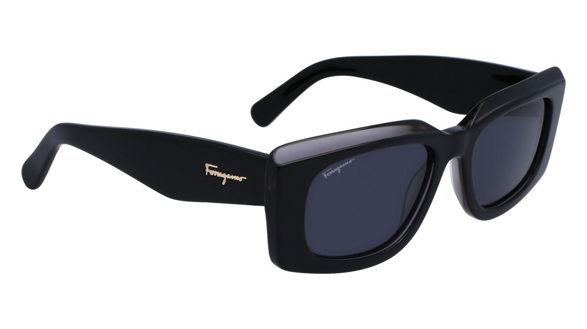 Sonnenbrillen Salvatore Ferragamo SF1079S (022) farbe dark grey/grey form rechteckig gläser solid grey