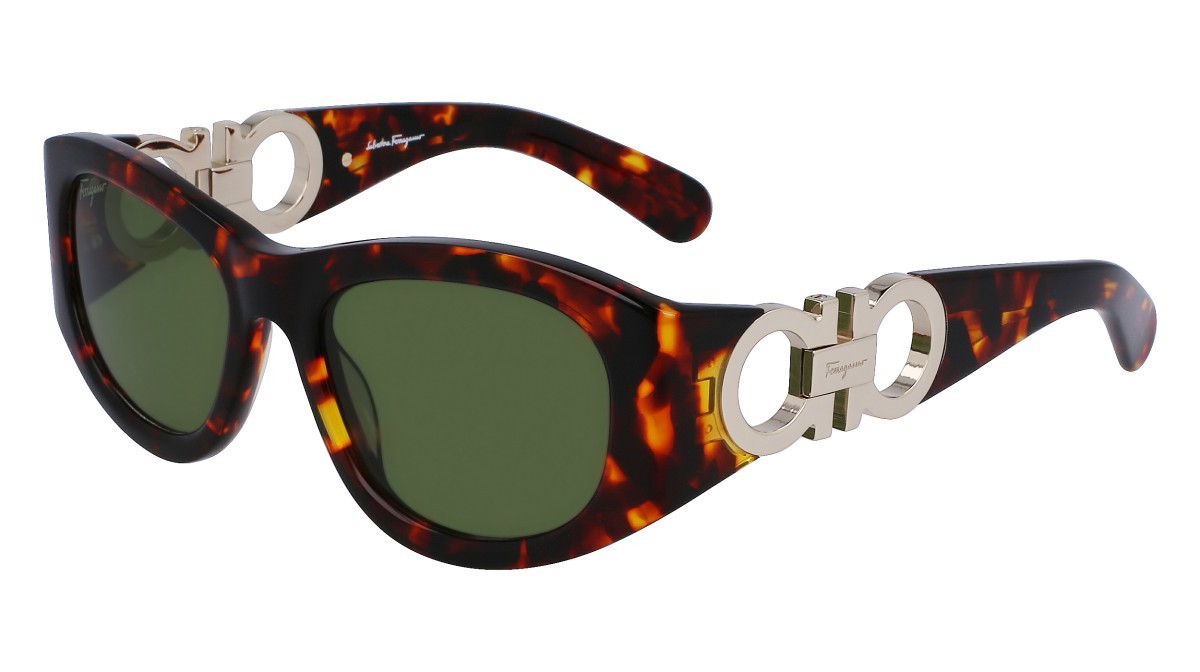 Sonnenbrillen Salvatore Ferragamo SF1082S (219) farbe dark tortoise form oval gläser solid green