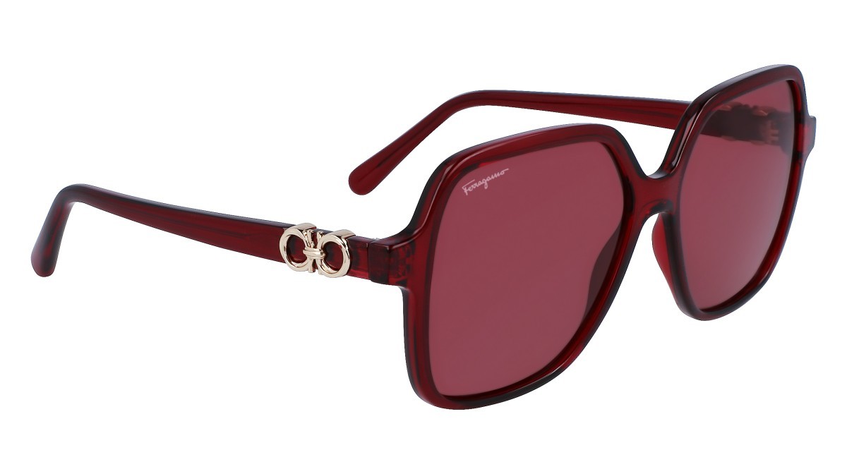 Sonnenbrillen Salvatore Ferragamo SF1083S (612) farbe transparent burgundy form rechteckig gläser solid wine