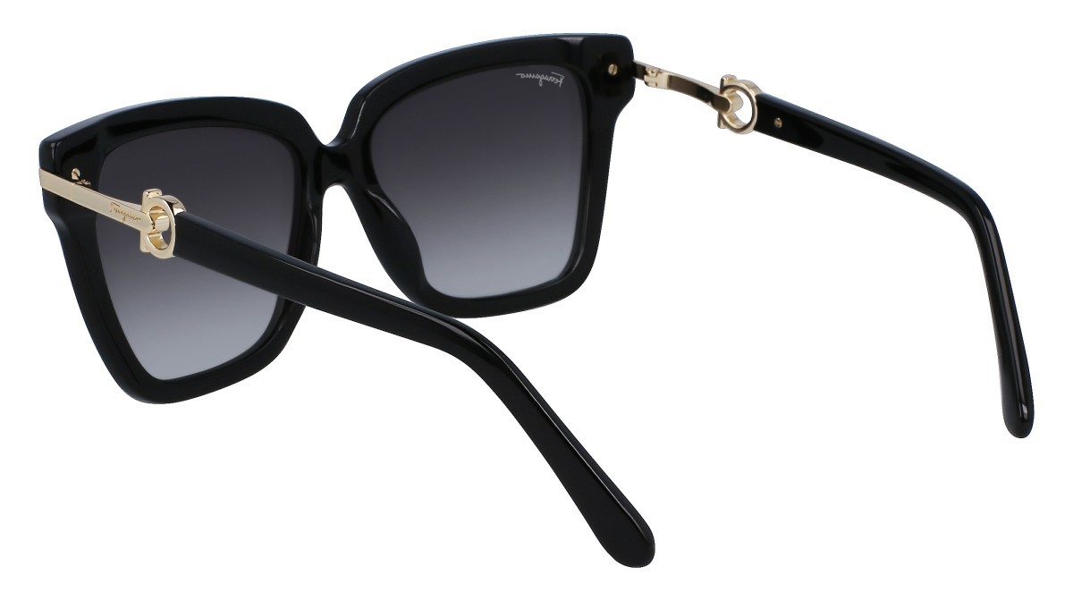 Sonnenbrillen Salvatore Ferragamo SF1085S (011) farbe black/gold form rechteckig gläser gradient grey