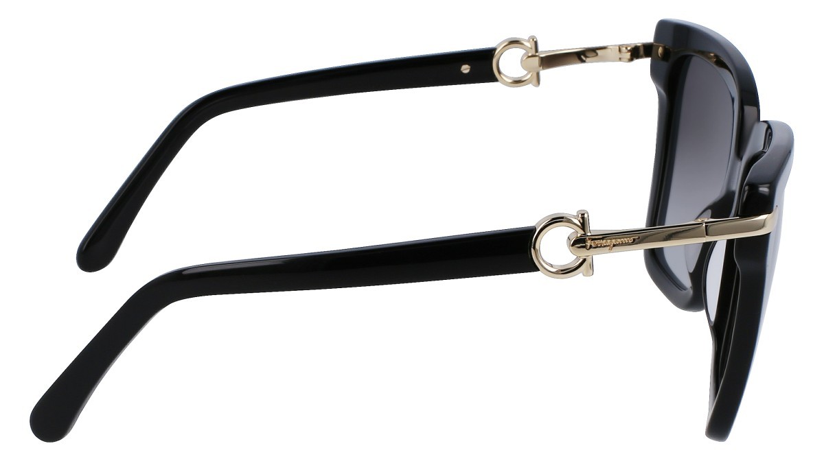Sonnenbrillen Salvatore Ferragamo SF1085S (011) farbe black/gold form rechteckig gläser gradient grey