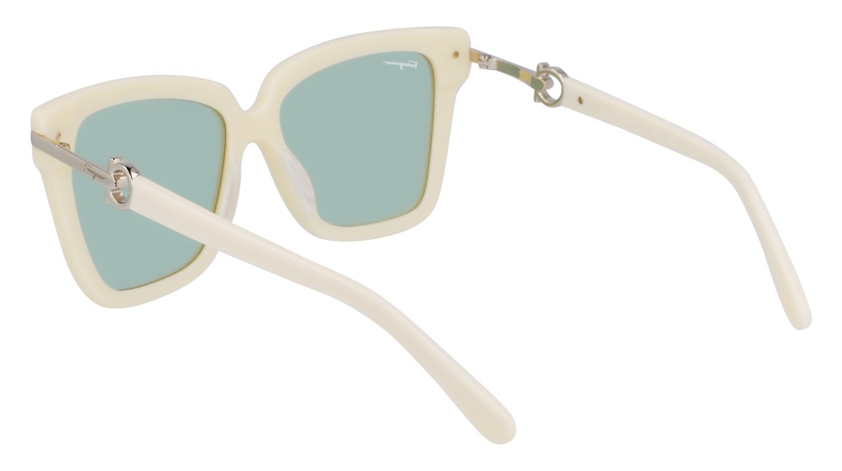 Sonnenbrillen Salvatore Ferragamo SF1085S (103) farbe ivory form rechteckig gläser solid green