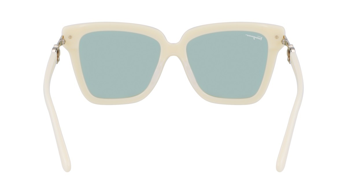 Sonnenbrillen Salvatore Ferragamo SF1085S (103) farbe ivory form rechteckig gläser solid green
