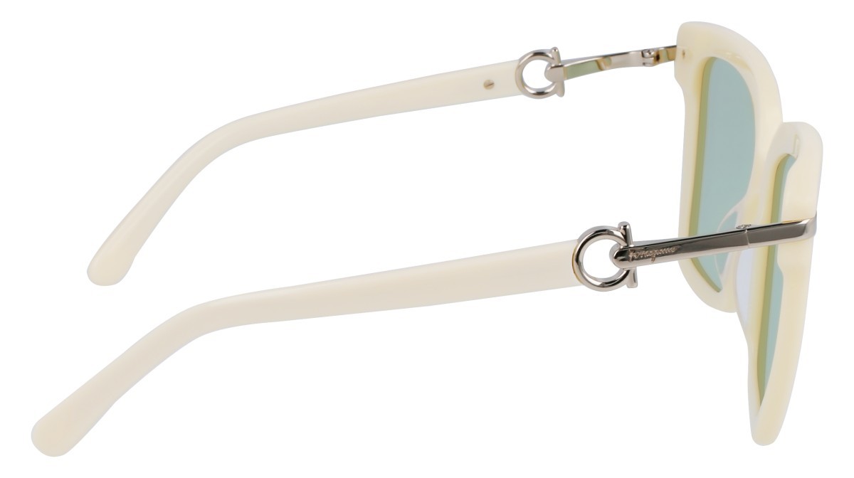 Sonnenbrillen Salvatore Ferragamo SF1085S (103) farbe ivory form rechteckig gläser solid green