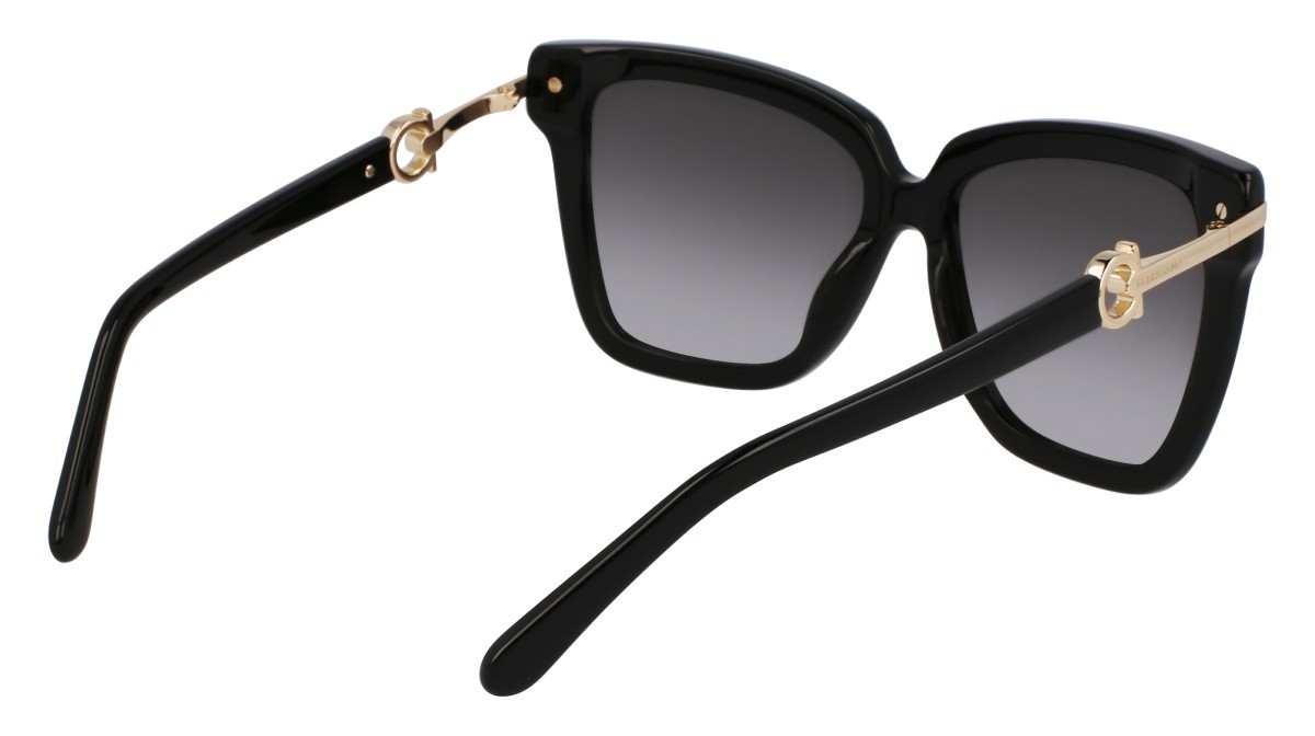 Sonnenbrillen Salvatore Ferragamo SF1085SN (011) farbe black/gold form rechteckig gläser gradient grey