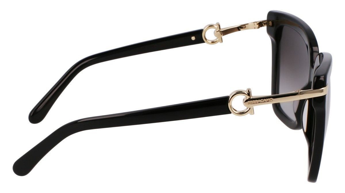 Sonnenbrillen Salvatore Ferragamo SF1085SN (011) farbe black/gold form rechteckig gläser gradient grey
