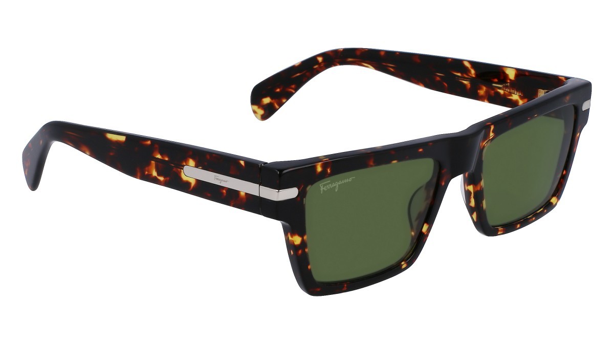 Sonnenbrillen Salvatore Ferragamo SF1086S (219) farbe dark tortoise form rechteckig gläser solid green