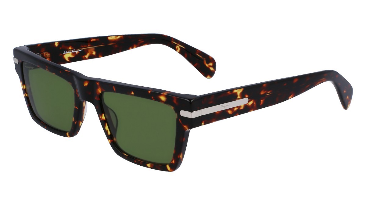Sonnenbrillen Salvatore Ferragamo SF1086S (219) farbe dark tortoise form rechteckig gläser solid green