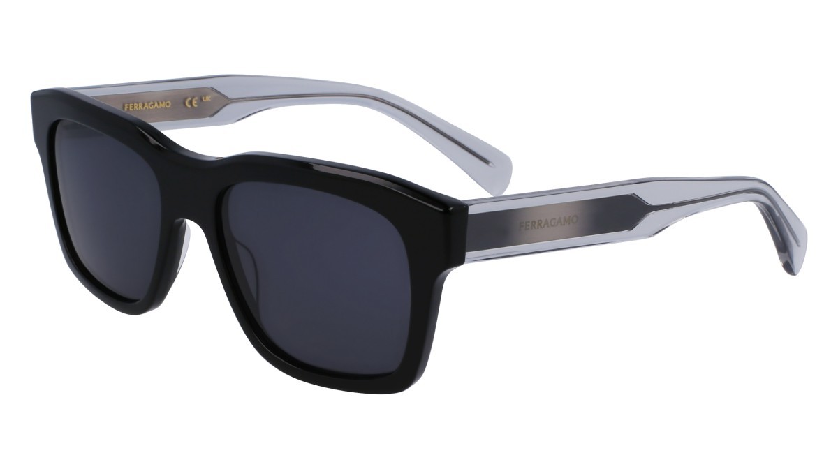 Sonnenbrillen Salvatore Ferragamo SF1087SN (013) farbe black/grey form rechteckig gläser solid grey