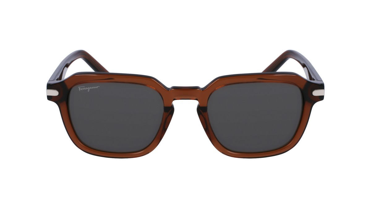 Sonnenbrillen Salvatore Ferragamo SF1089S (278) farbe transparent brown form rechteckig gläser solid grey