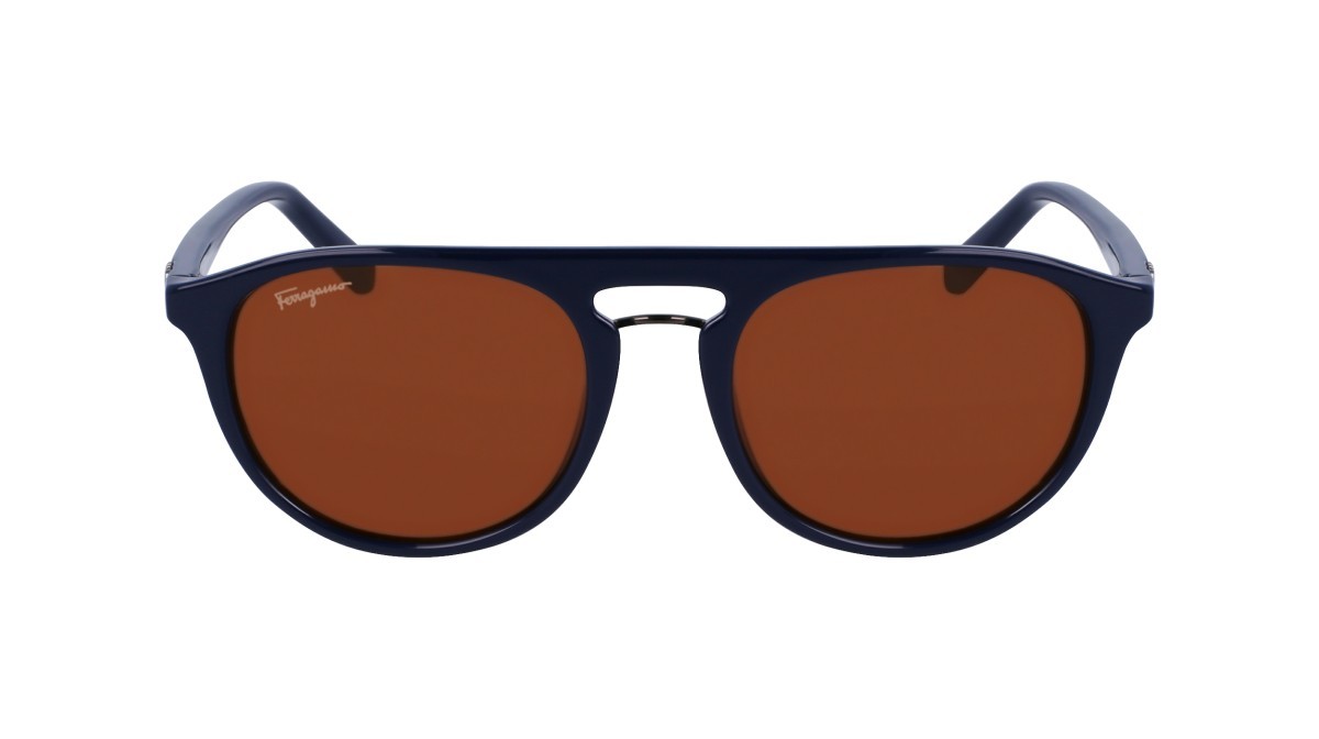 Sonnenbrillen Salvatore Ferragamo SF1090S (414) farbe blue form aviator gläser solid brown