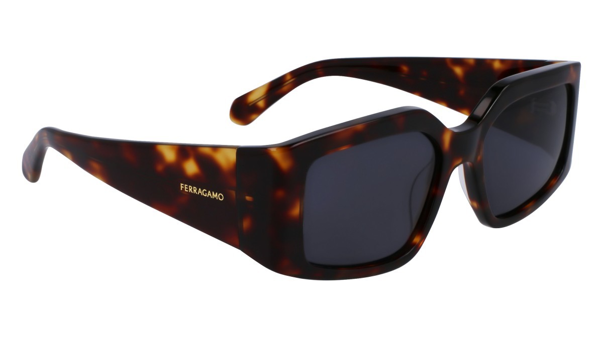 Sonnenbrillen Salvatore Ferragamo SF1101S (242) farbe dark tortoise form rechteckig gläser solid grey