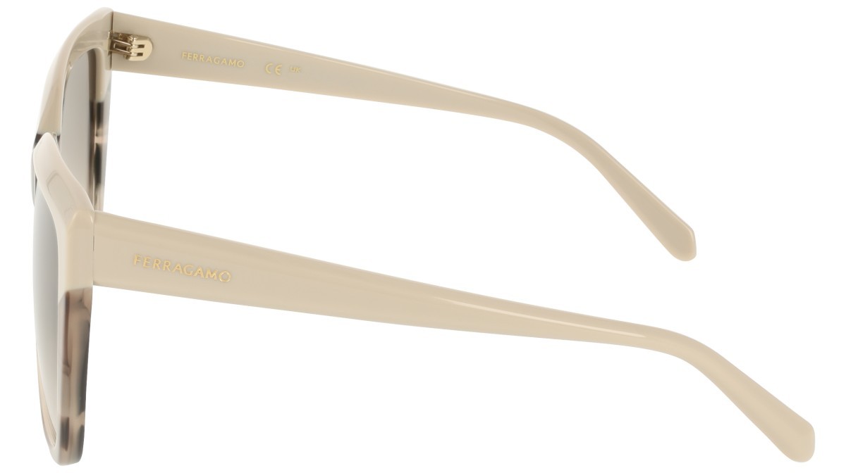 Sunglasses Salvatore Ferragamo SF1102S (251) color beige/beige striped tortoise shape rectangle lenses gradient khaki