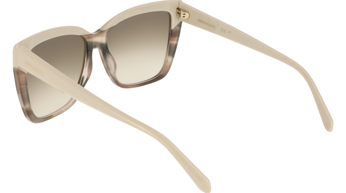Sunglasses Salvatore Ferragamo SF1102S (251) color beige/beige striped tortoise shape rectangle lenses gradient khaki
