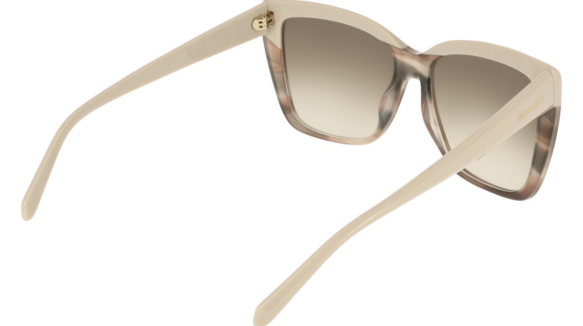 Sunglasses Salvatore Ferragamo SF1102S (251) color beige/beige striped tortoise shape rectangle lenses gradient khaki