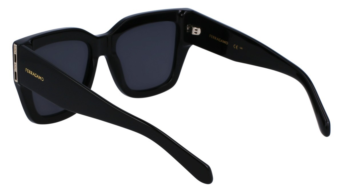 Sunglasses Salvatore Ferragamo SF1104S (001) color black shape rectangle lenses solid grey