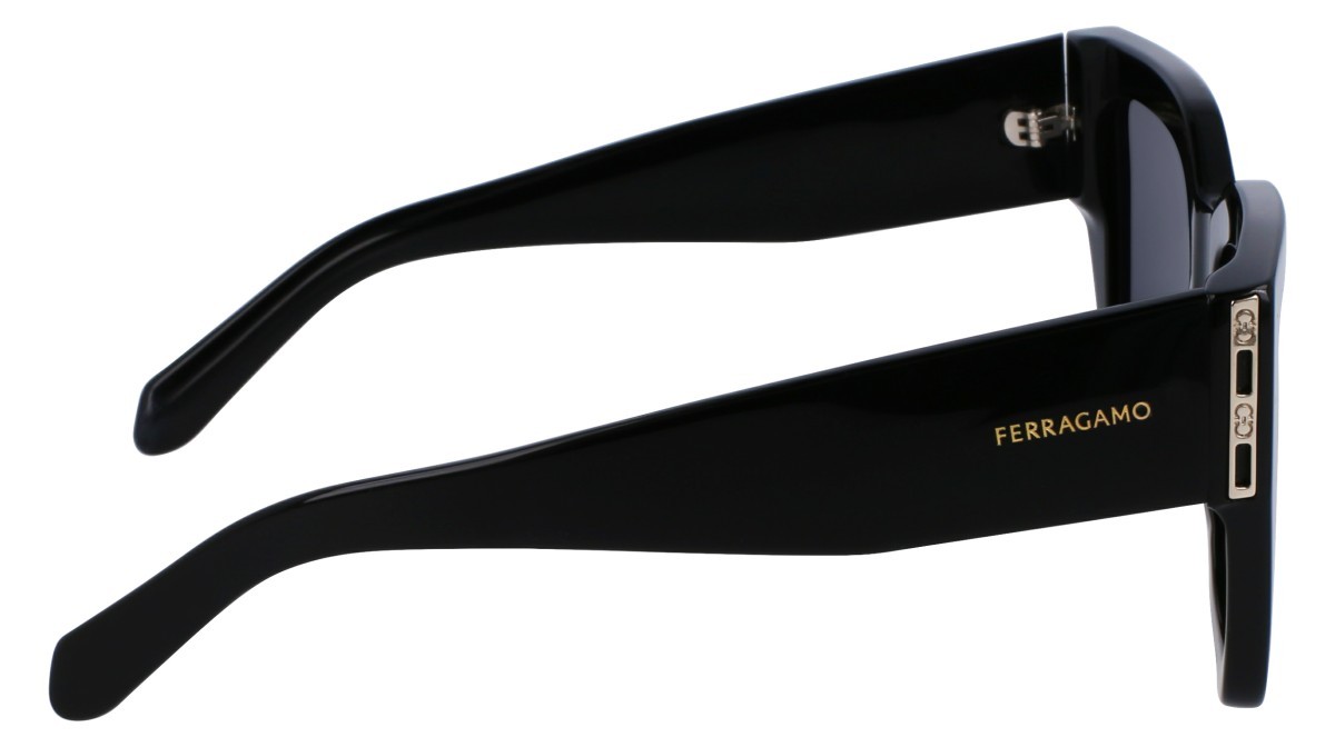 Sunglasses Salvatore Ferragamo SF1104S (001) color black shape rectangle lenses solid grey