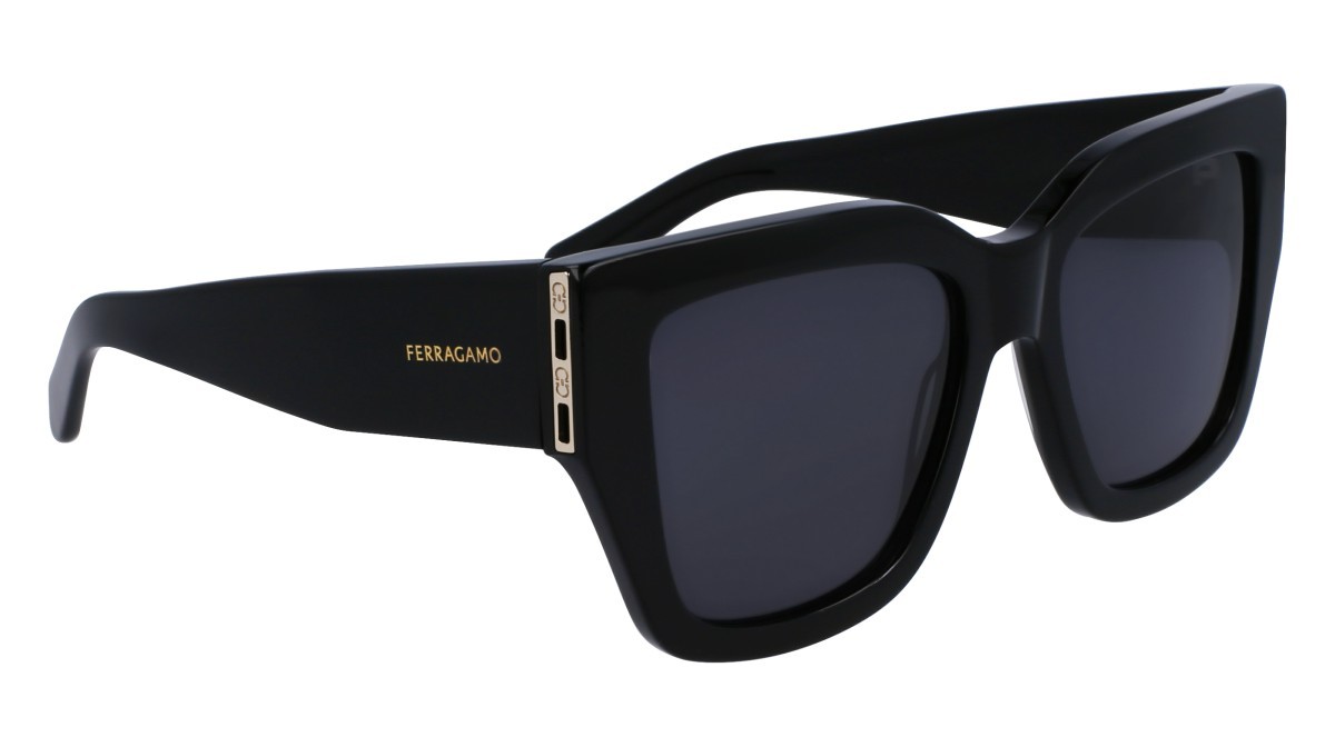 Sunglasses Salvatore Ferragamo SF1104S (001) color black shape rectangle lenses solid grey