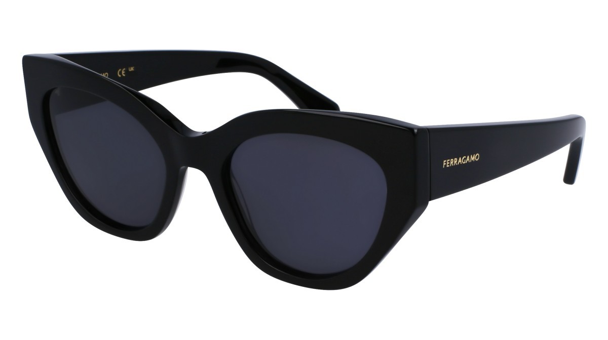 Sonnenbrillen Salvatore Ferragamo SF1107S (001) farbe black form pantos gläser solid grey