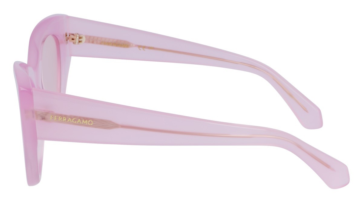 Sonnenbrillen Salvatore Ferragamo SF1107S (663) farbe opaline pink form pantos gläser solid pale pink