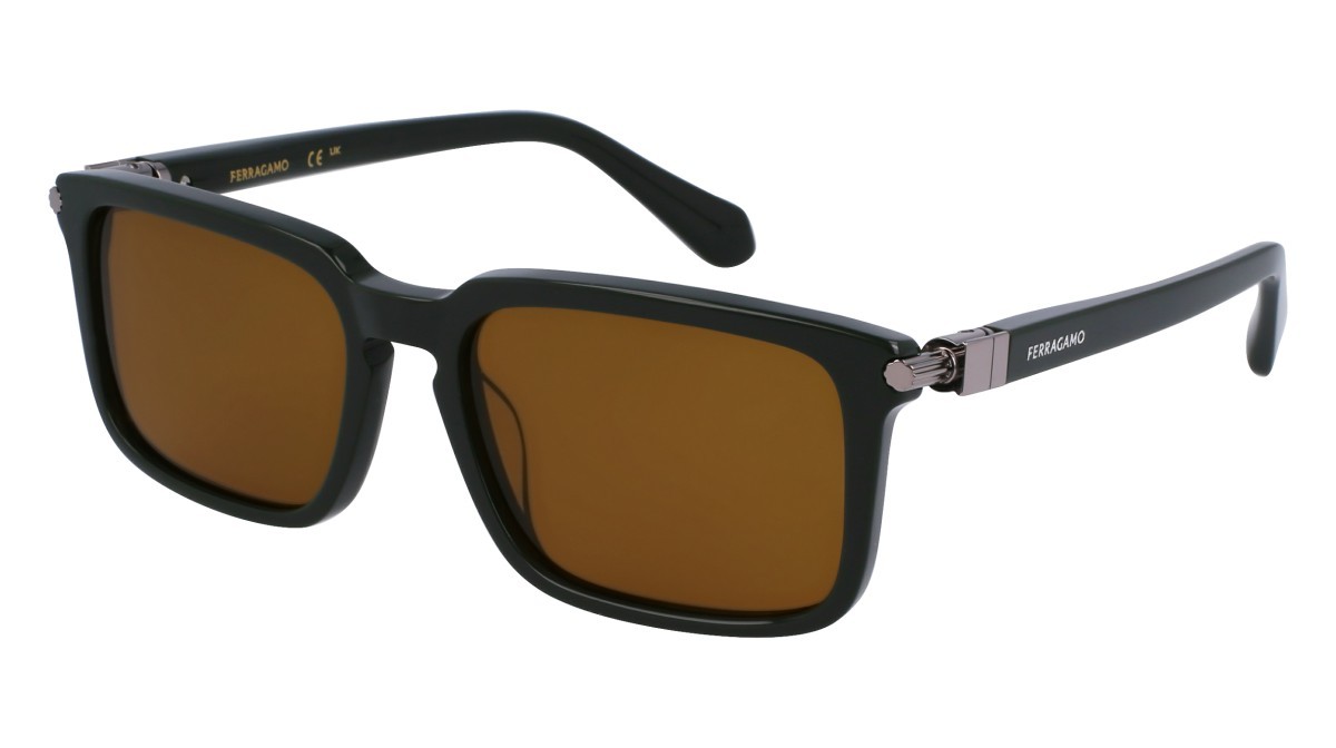 Sonnenbrillen Salvatore Ferragamo SF1110S (302) farbe dark green form rechteckig gläser solid khaki